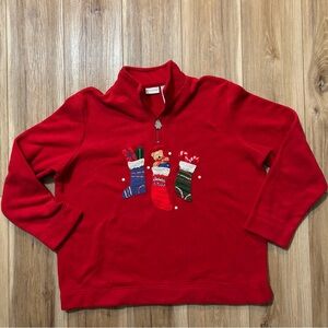 White Stag fleece 1/4 zip fleece crotched Christmas stockings woman’s XL